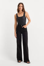THE WEIGHTLESS SCULPTING MODERN TANK BODYSUIT MINI DOT BLACK