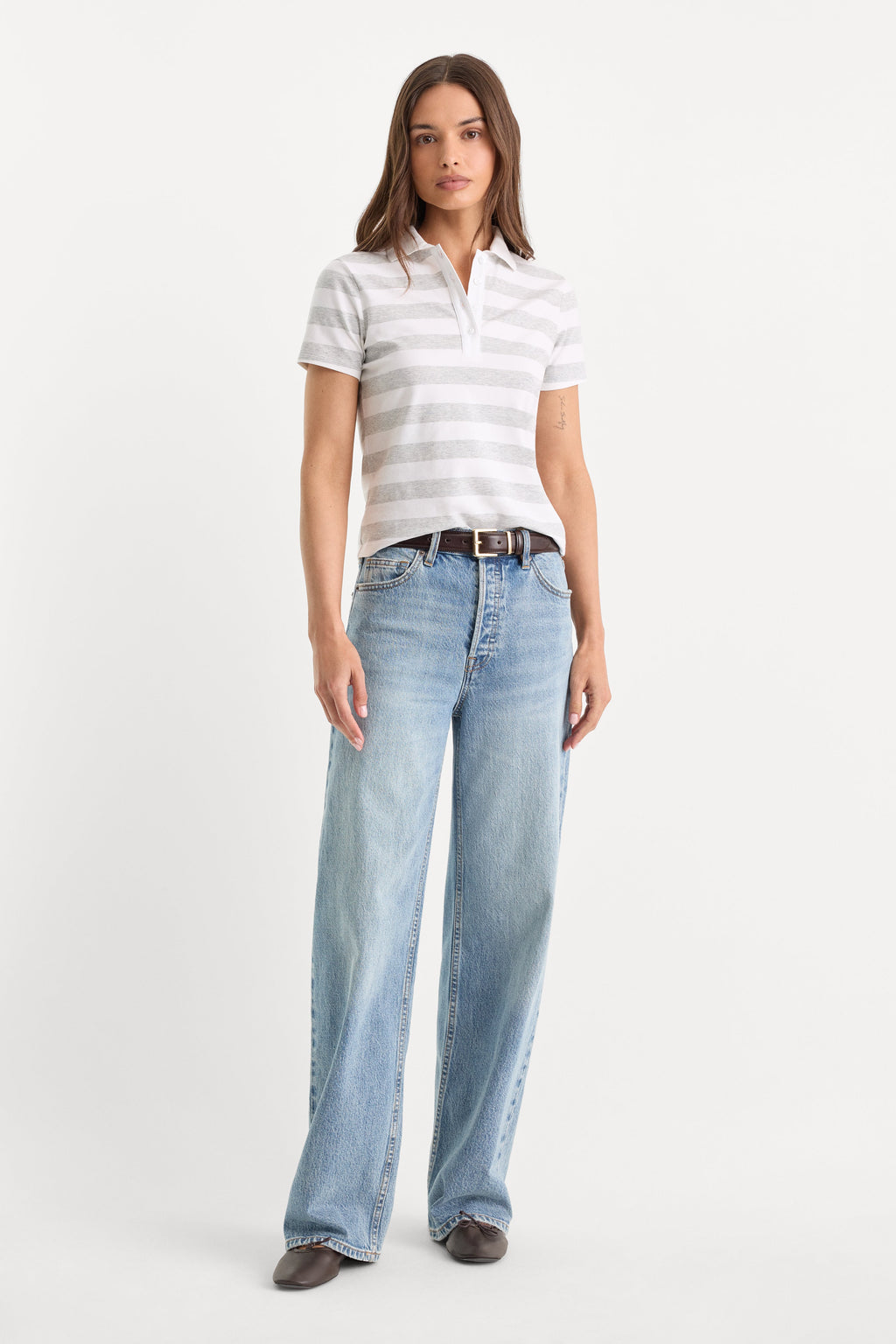 THE EASY POLO SUMMER STRIPE GREY