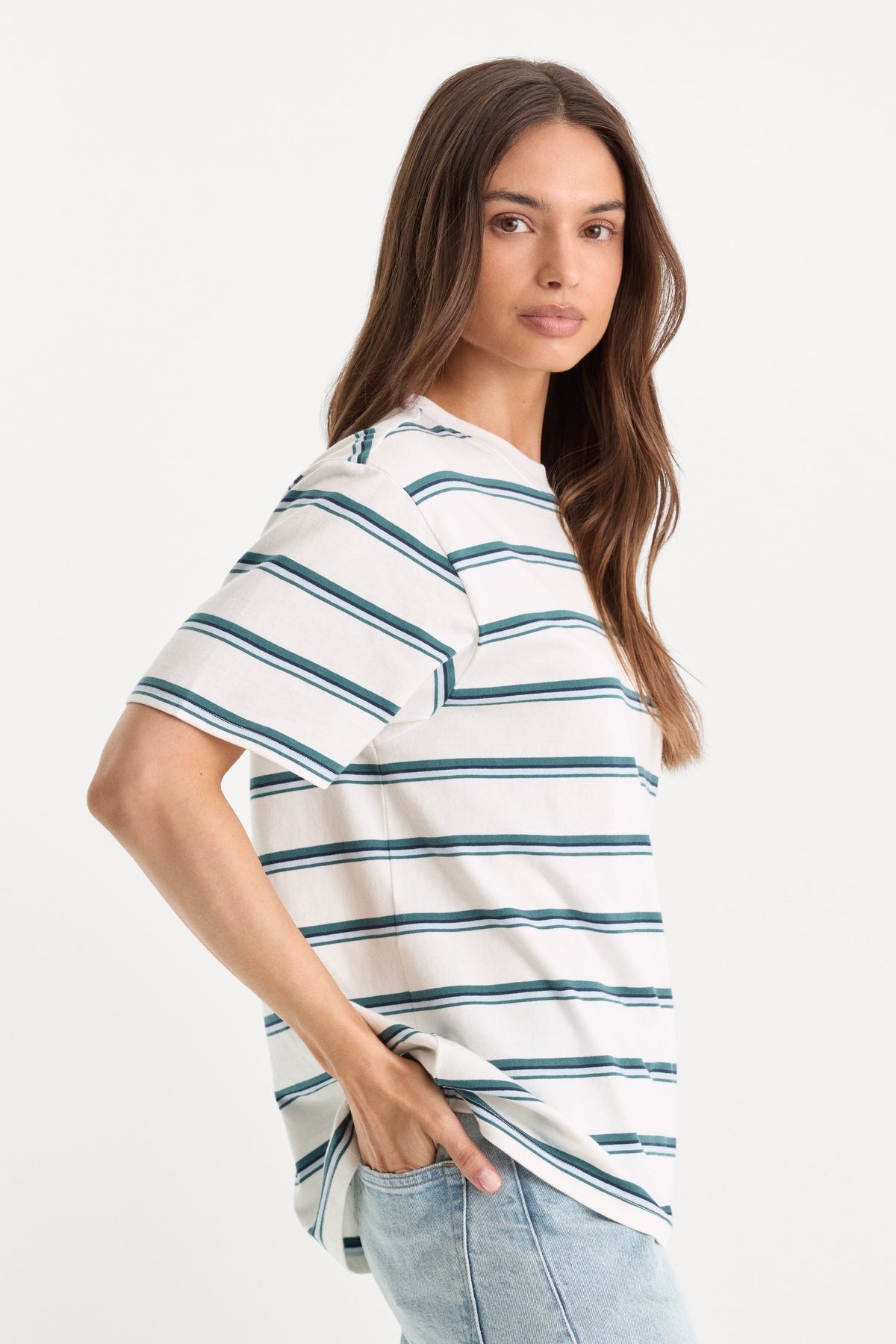 THE OVERSIZED TEE HARBOR STRIPE CLOUD WHITE