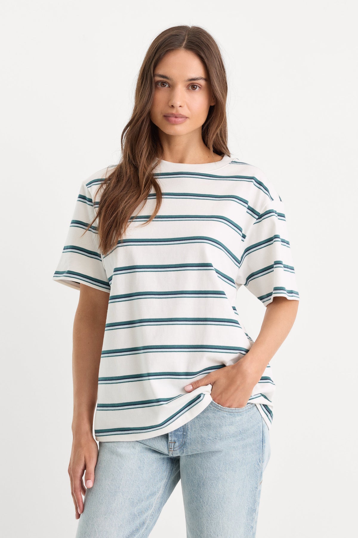 THE OVERSIZED TEE HARBOR STRIPE CLOUD WHITE
