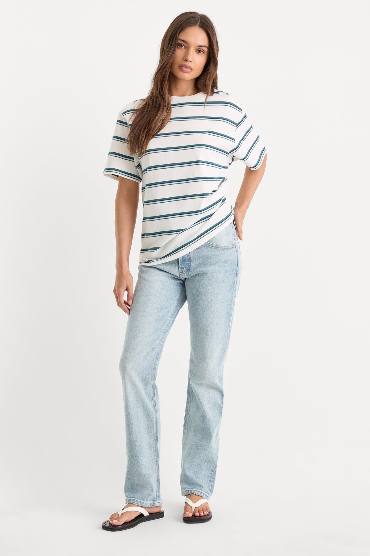THE OVERSIZED TEE HARBOR STRIPE CLOUD WHITE