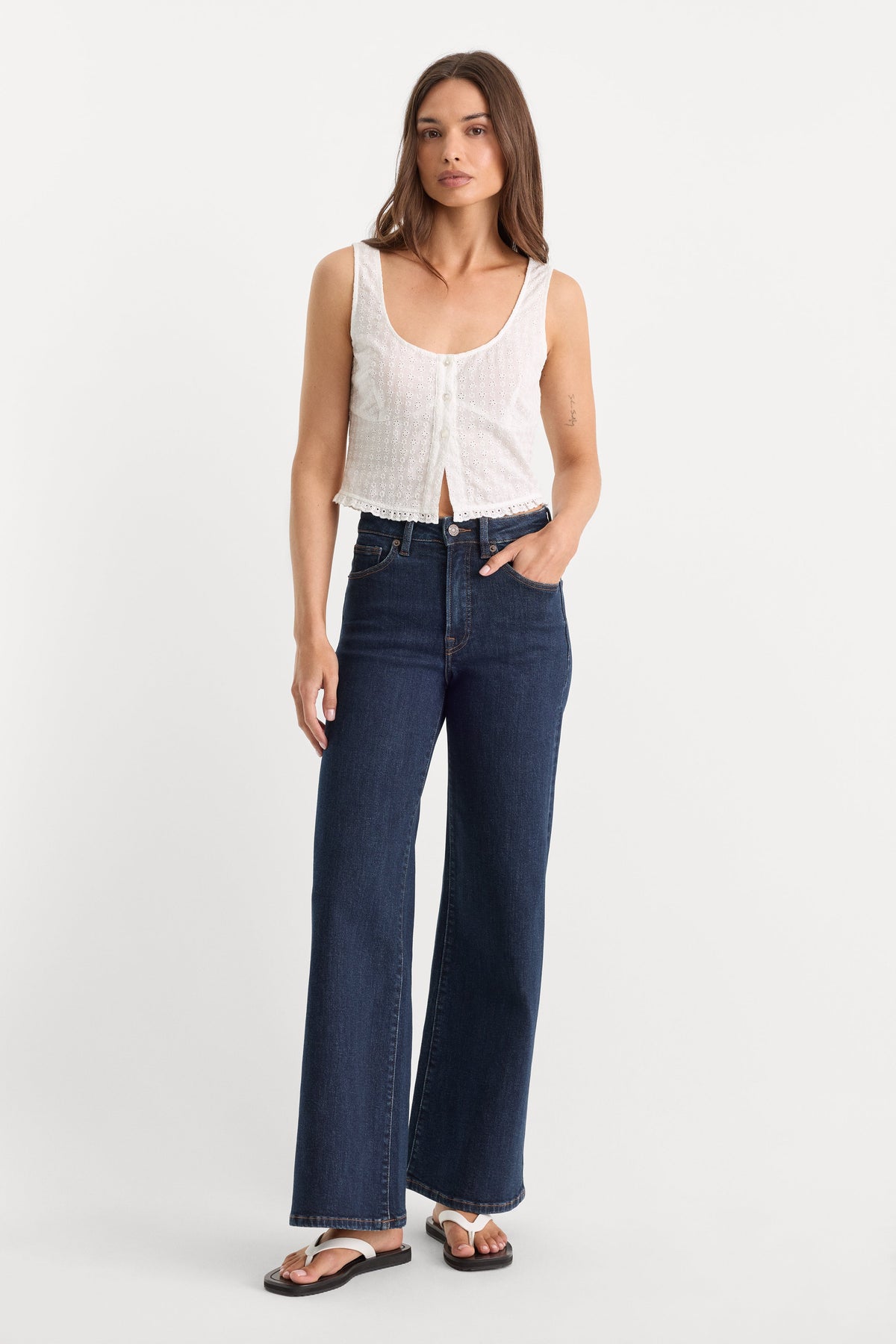 GOOD WAIST PALAZZO ANKLE JEANS INDIGO1231