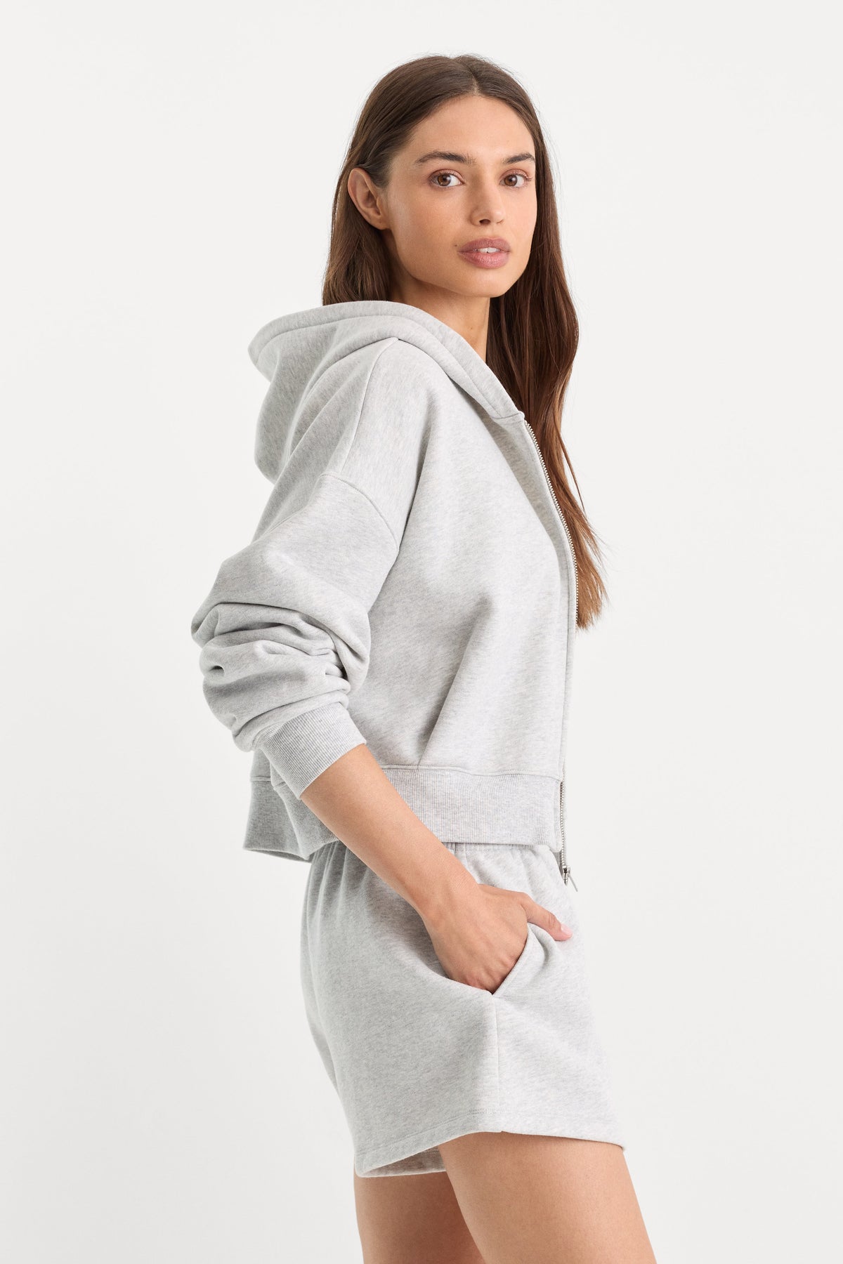 THE ZIP UP SWEATSHIRT HEATHER GREY