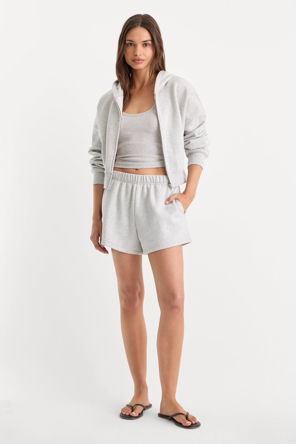 THE FLEECE SHORT HEATHER GREY