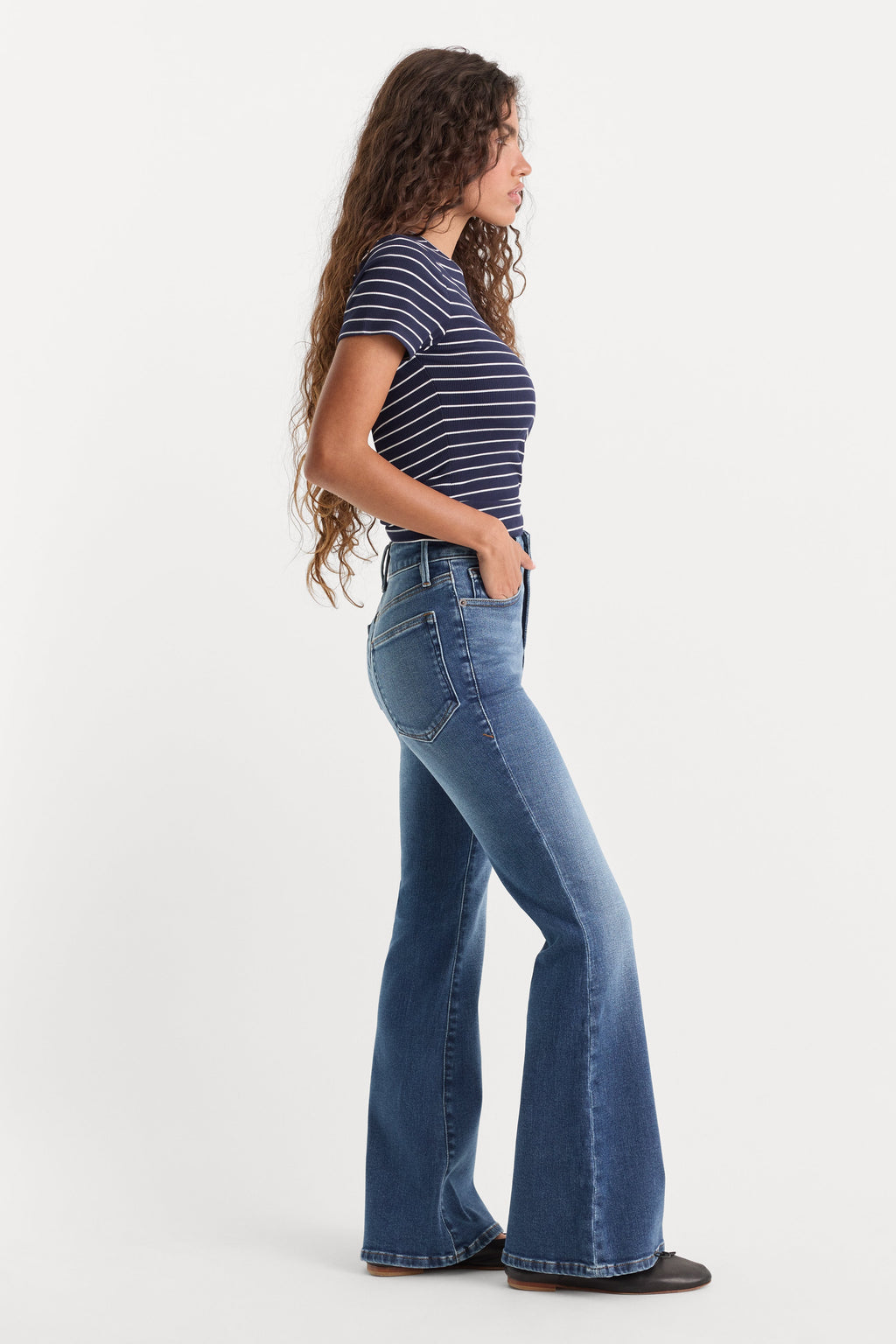 SOFT TECH GOOD PETITE FLARE JEANS INDIGO1233