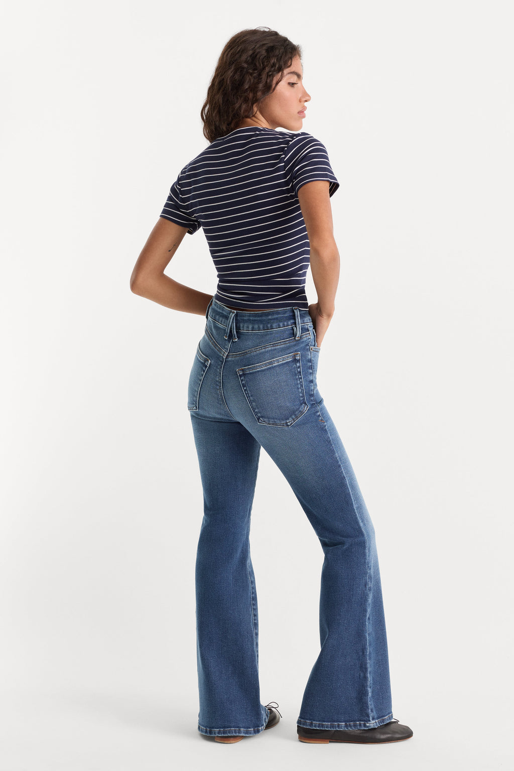 SOFT TECH GOOD PETITE FLARE JEANS INDIGO1233