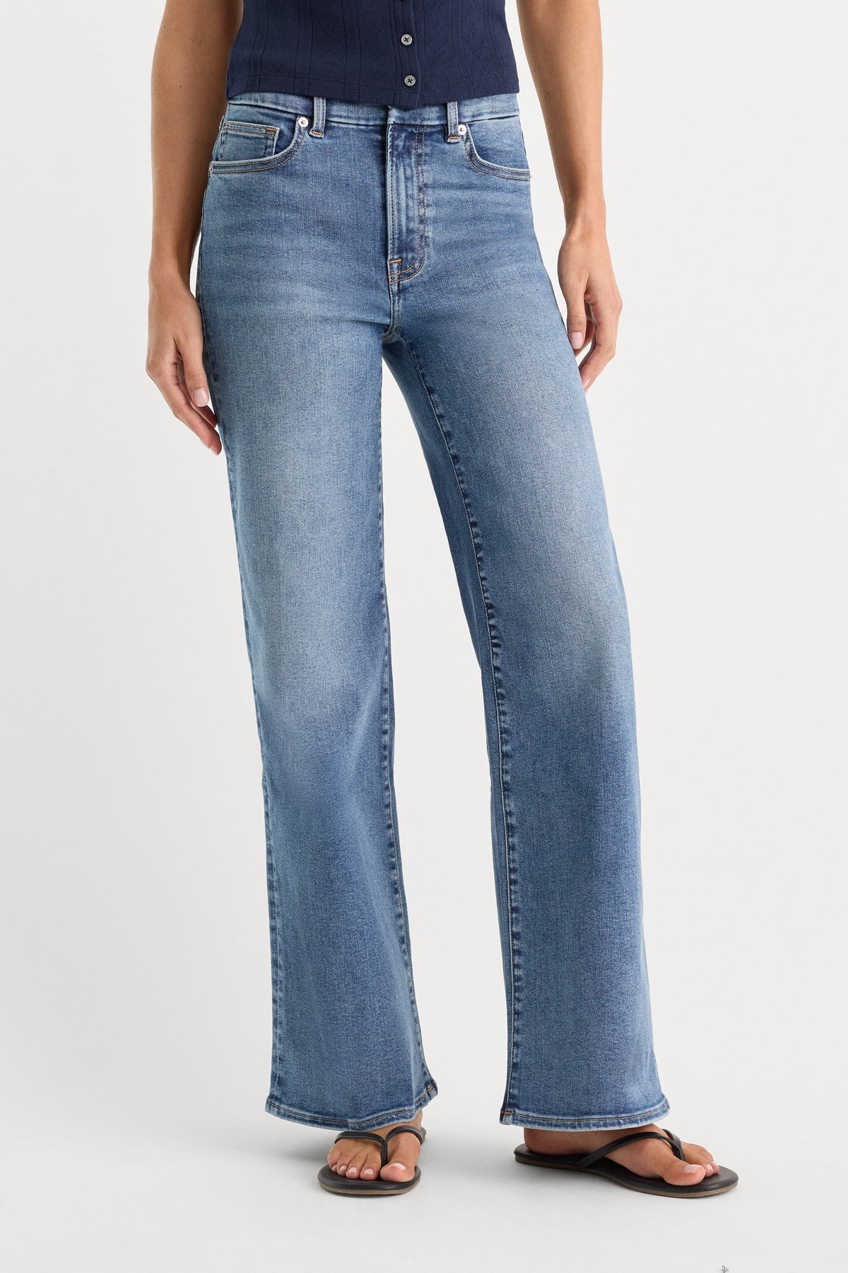 ALWAYS FITS PETITE SLIM PALAZZO JEANS TAWNY