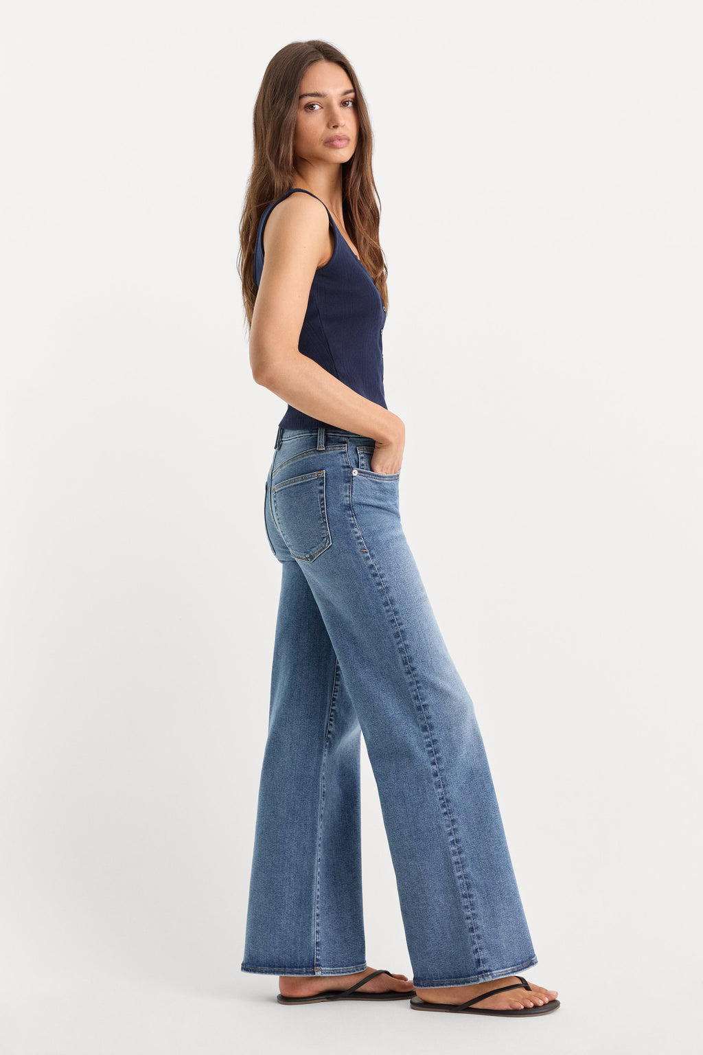 ALWAYS FITS PETITE SLIM PALAZZO JEANS TAWNY