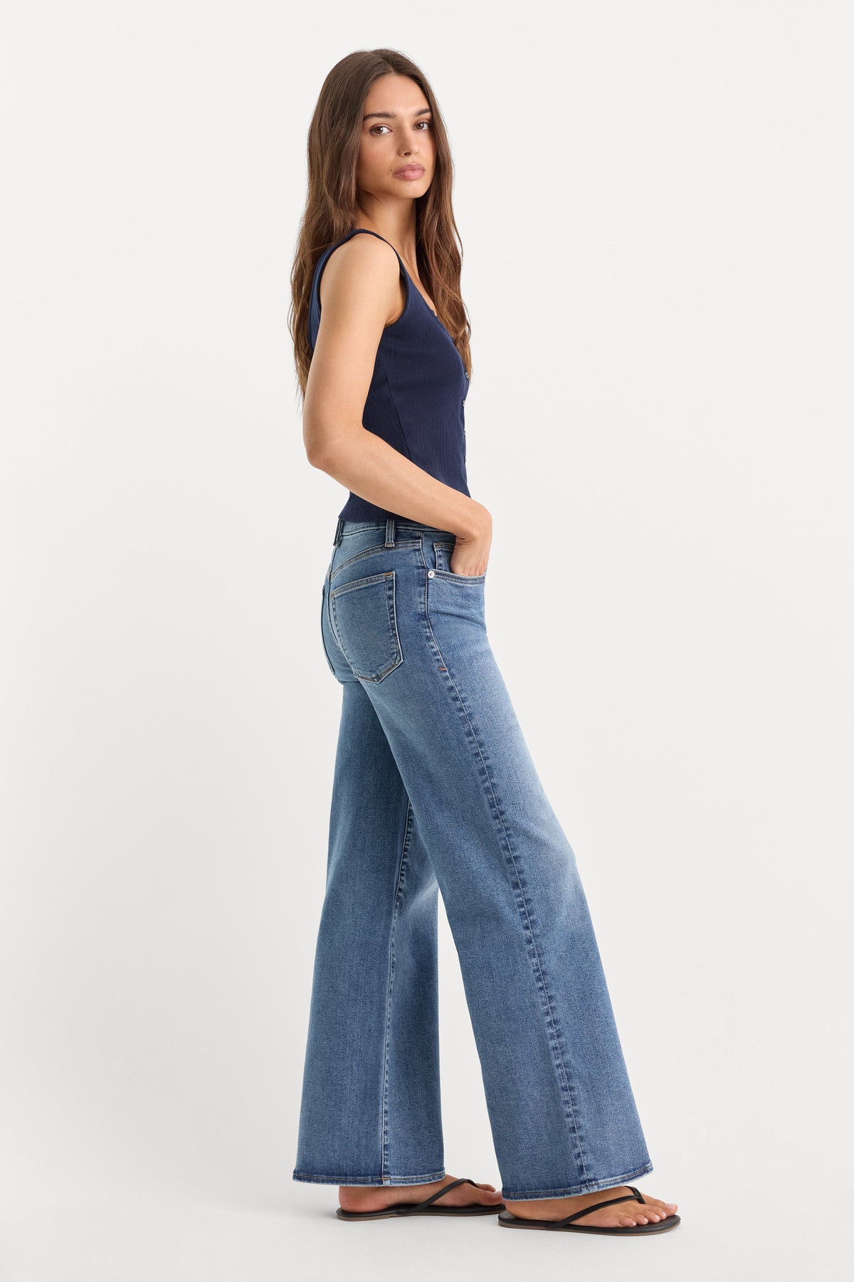 ALWAYS FITS PETITE SLIM PALAZZO JEANS TAWNY