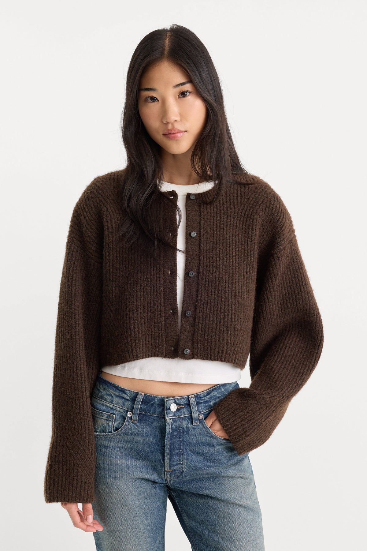THE CHUNKY KNIT CARDIGAN ESPRESSO