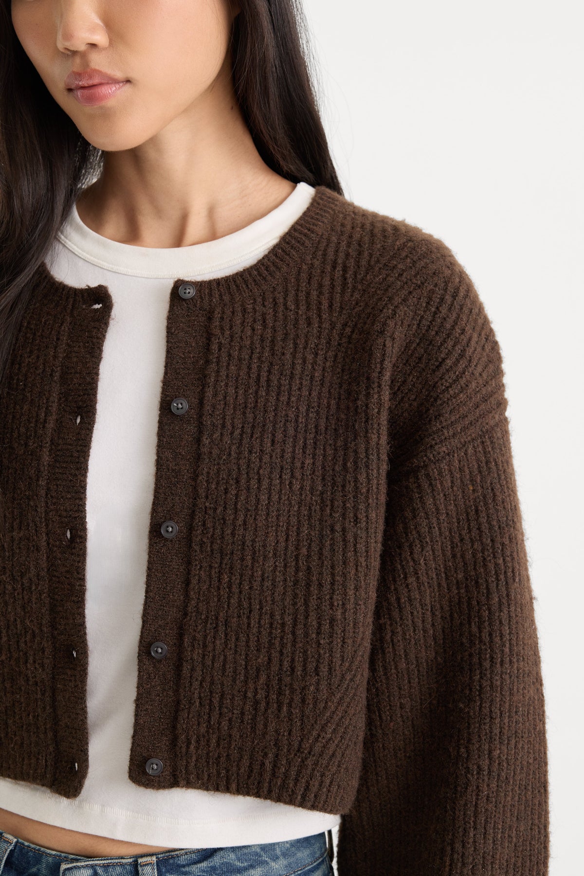 THE CHUNKY KNIT CARDIGAN ESPRESSO