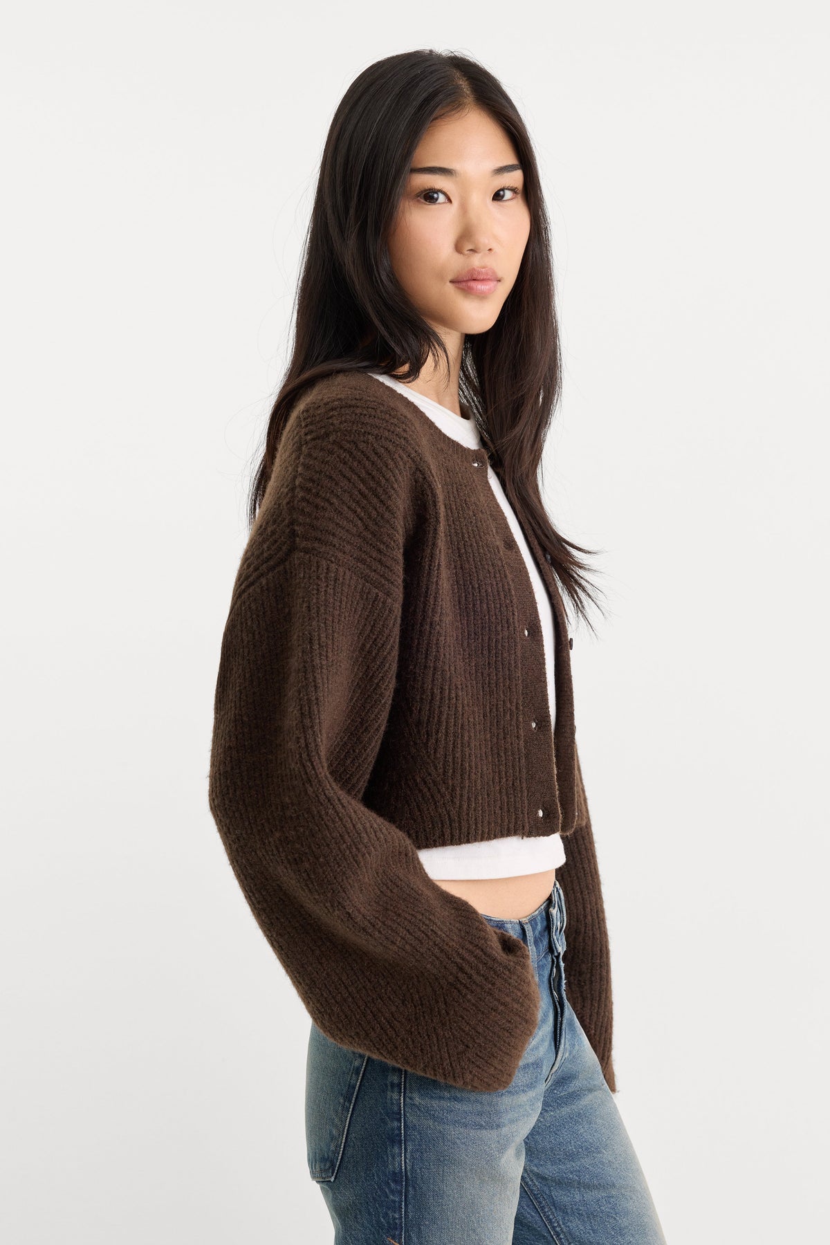 THE CHUNKY KNIT CARDIGAN ESPRESSO