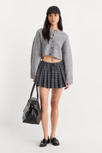THE PLEATED SKIRT CHARCOAL PLAID