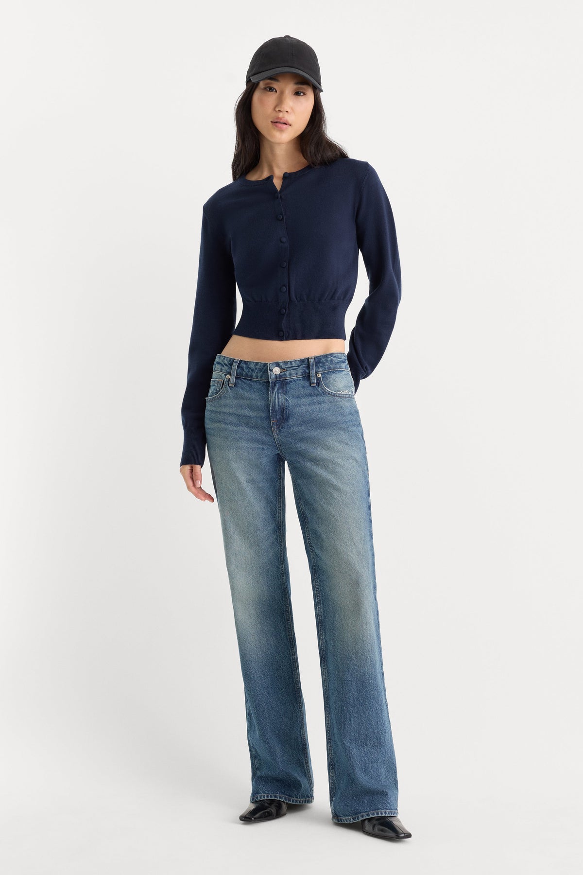 THE FINE KNIT CARDIGAN NEW NAVY