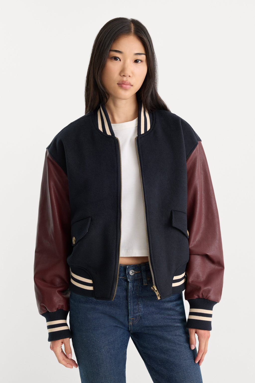 THE TEAM VARSITY JACKET NEW NAVY002