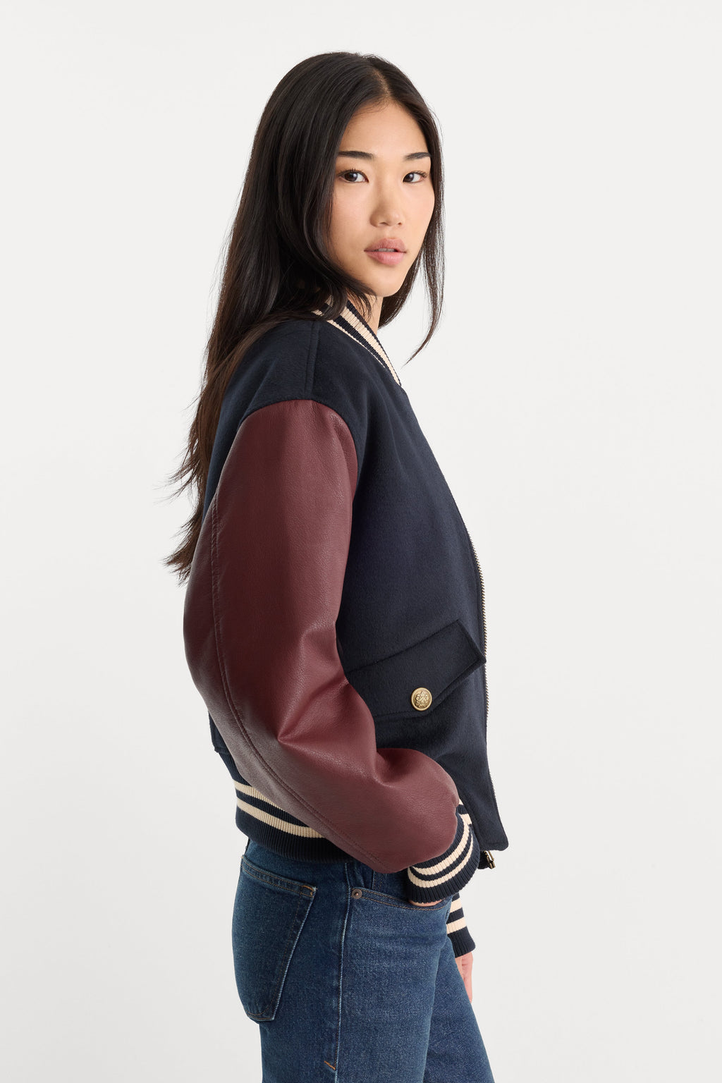 THE TEAM VARSITY JACKET NEW NAVY002