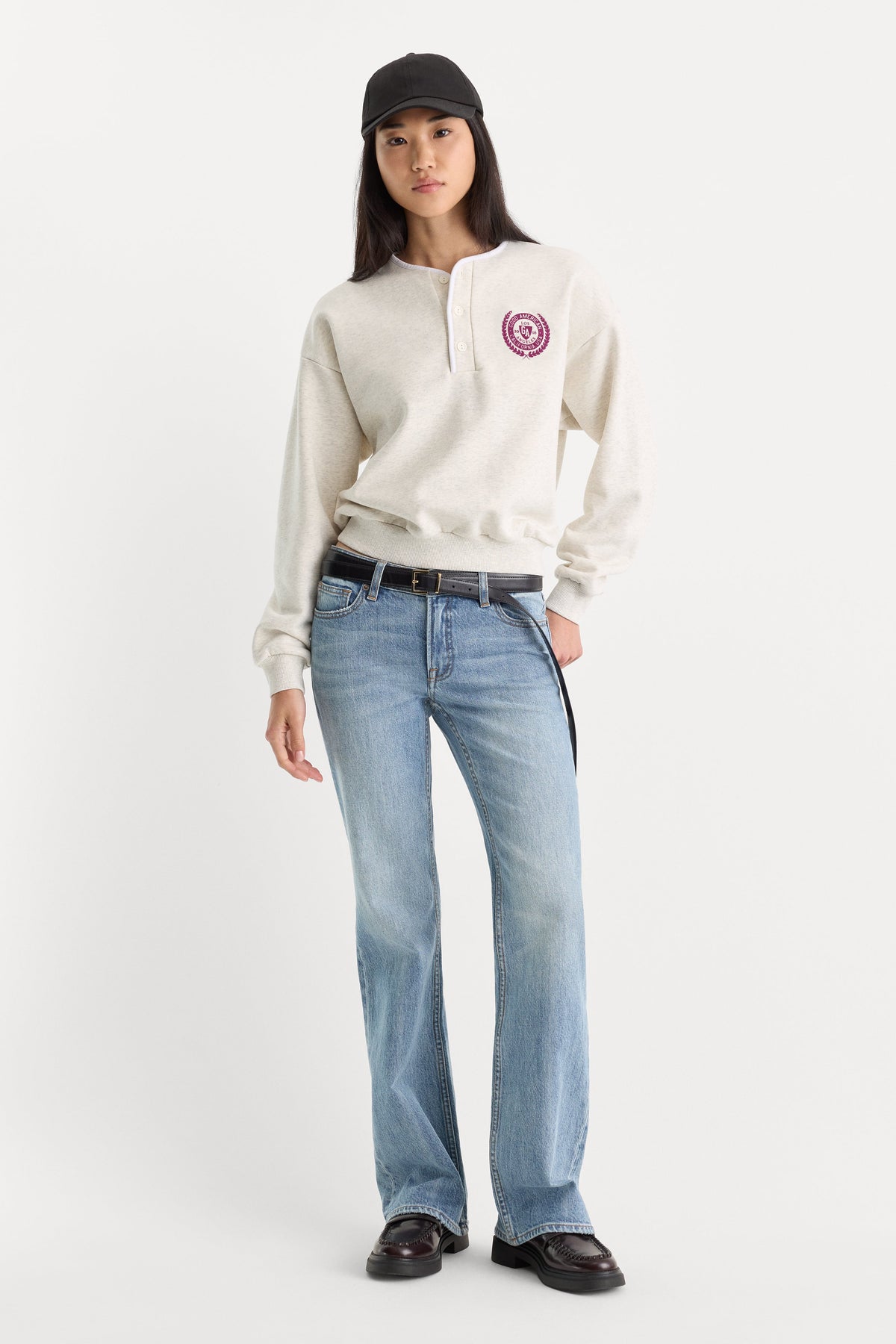 THE BRUSHED FLEECE HENLEY OATMEAL