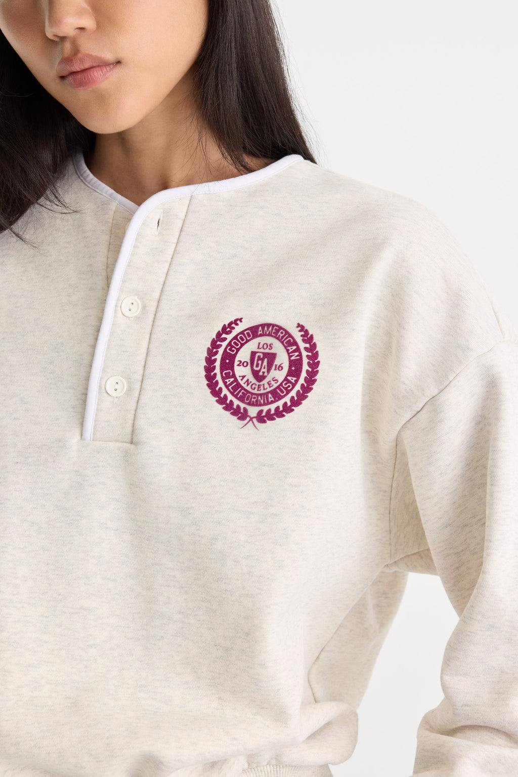 THE BRUSHED FLEECE HENLEY OATMEAL