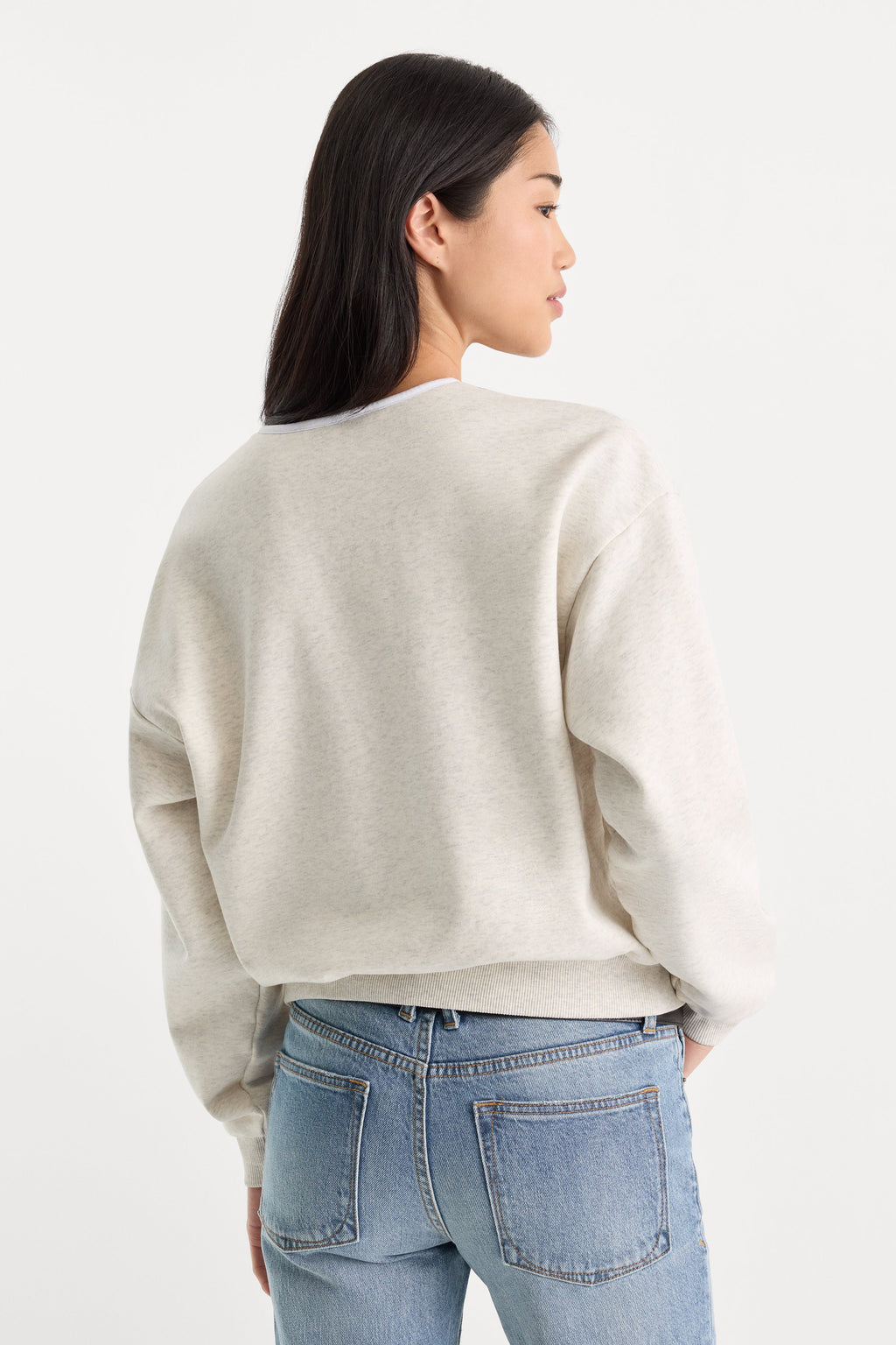 THE BRUSHED FLEECE HENLEY OATMEAL