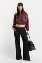 THE BETTER THAN LEATHER BOMBER JACKET BERRY NOIR