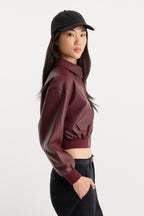 THE BETTER THAN LEATHER BOMBER JACKET BERRY NOIR