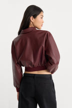 THE BETTER THAN LEATHER BOMBER JACKET BERRY NOIR