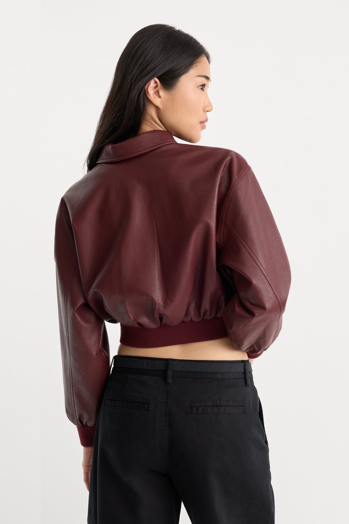 THE BETTER THAN LEATHER BOMBER JACKET BERRY NOIR