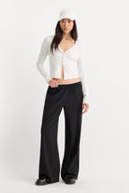 THE RIB V NECK CARDIGAN CHALK