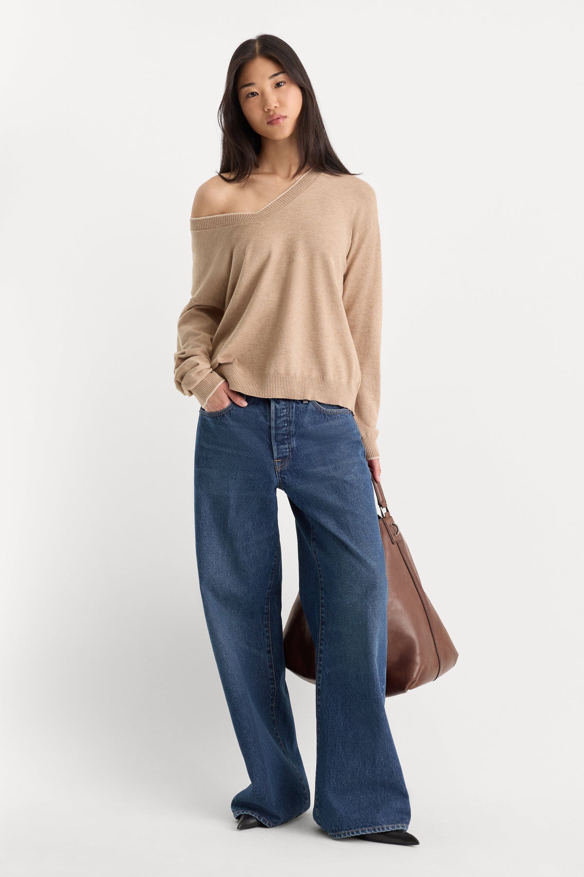 THE COZY V NECK SWEATER DUNE MIST