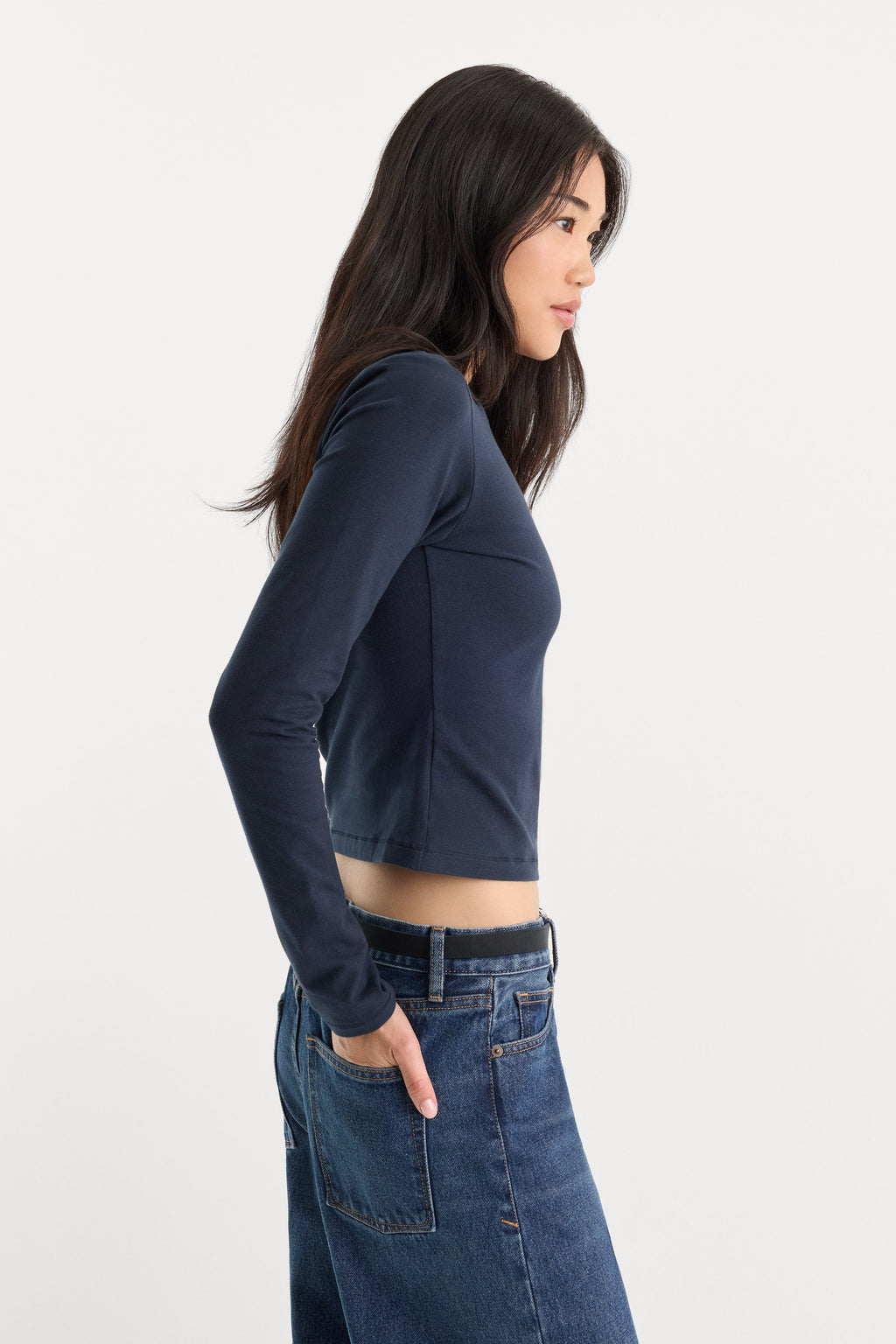 THE LONG SLEEVE BABY TEE NEW NAVY