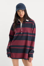 THE KNIT RUGBY MINI DRESS NAVY BERRY CLUB STRIPE