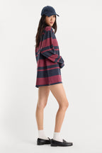 THE KNIT RUGBY MINI DRESS NAVY BERRY CLUB STRIPE