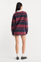 THE KNIT RUGBY MINI DRESS NAVY BERRY CLUB STRIPE