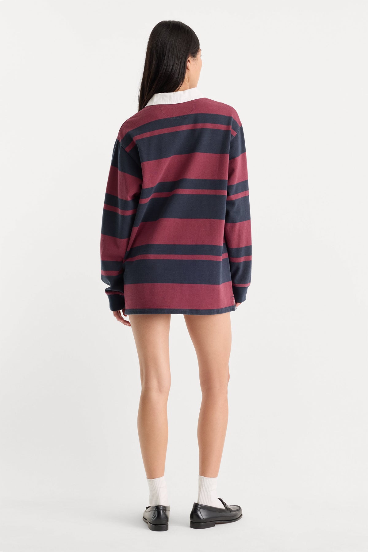 THE KNIT RUGBY MINI DRESS NAVY BERRY CLUB STRIPE