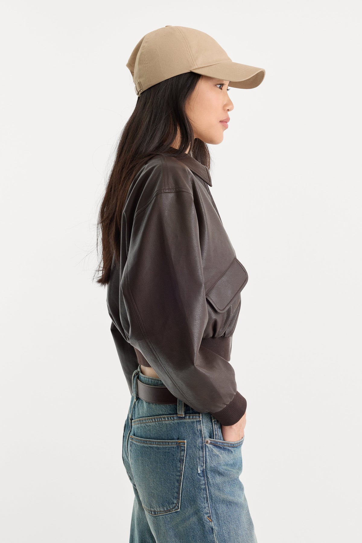 THE BETTER THAN LEATHER BOMBER JACKET ESPRESSO