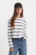 THE LONG SLEEVE LAYERED TEE NAVY DOUBLE STRIPE