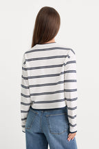 THE LONG SLEEVE LAYERED TEE NAVY DOUBLE STRIPE