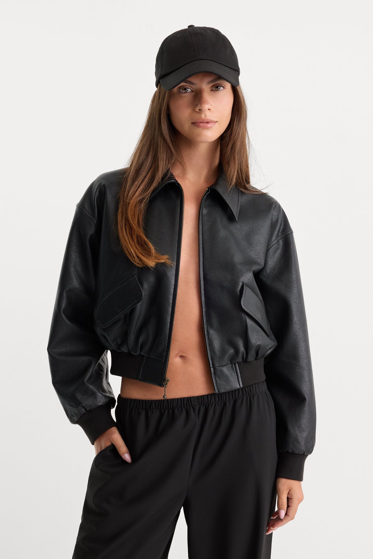 THE BETTER THAN LEATHER BOMBER JACKET BLACK001