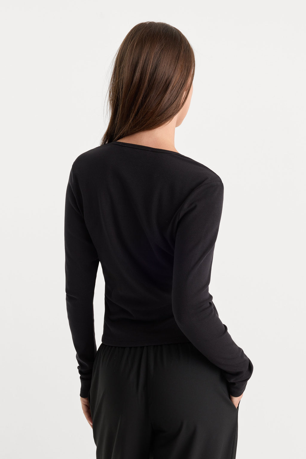 THE RIB V NECK CARDIGAN BLACK