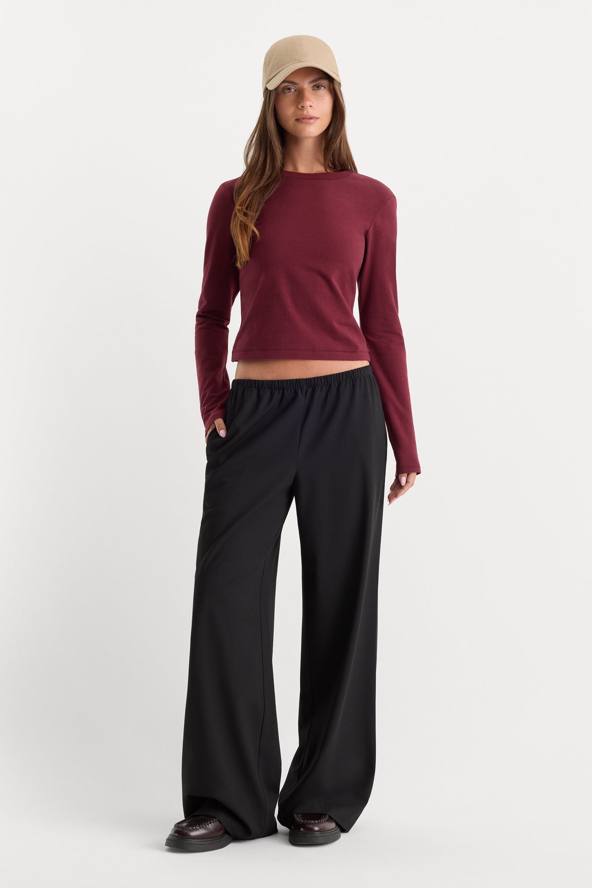 THE LONG SLEEVE BABY TEE BERRY NOIR