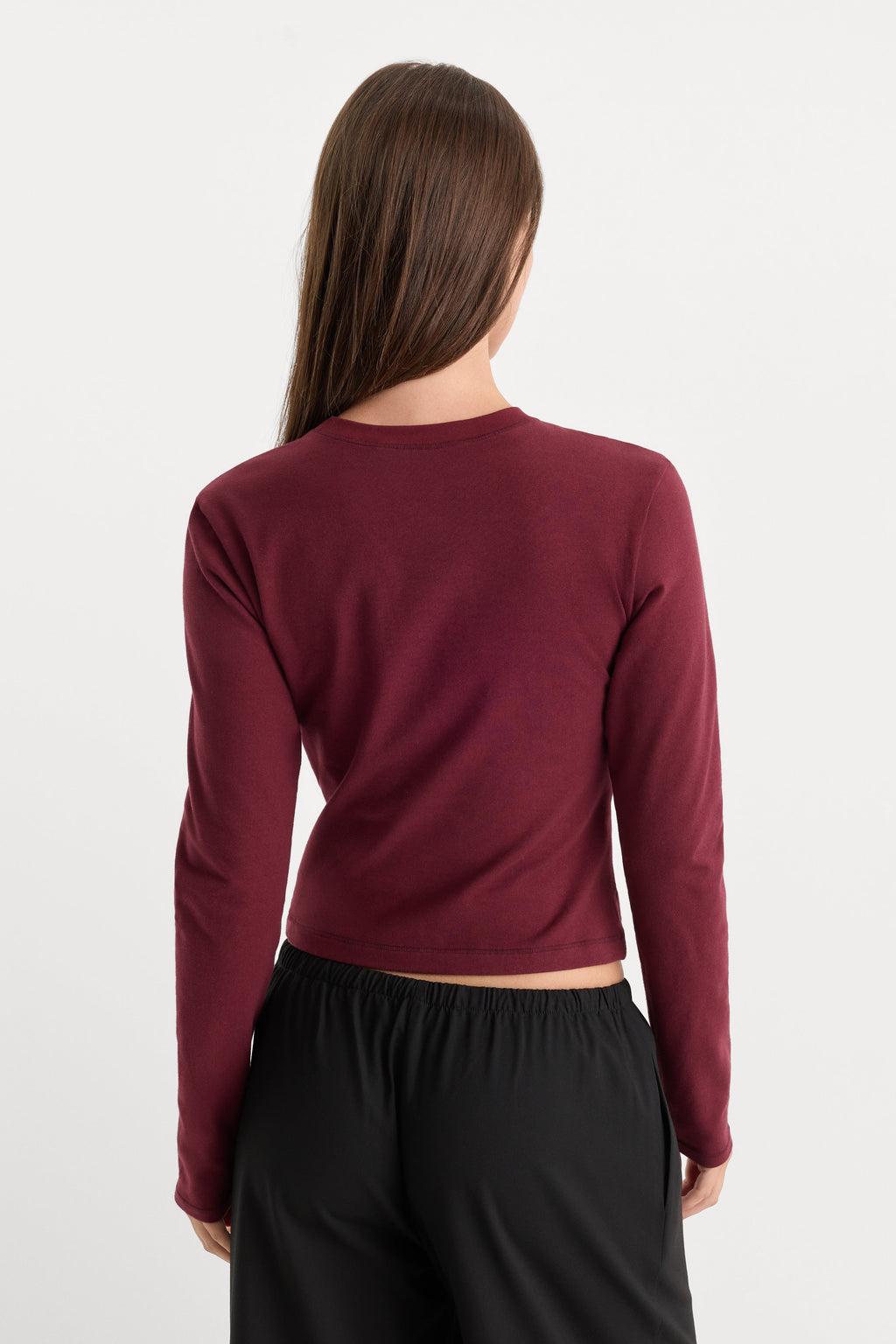 THE LONG SLEEVE BABY TEE BERRY NOIR