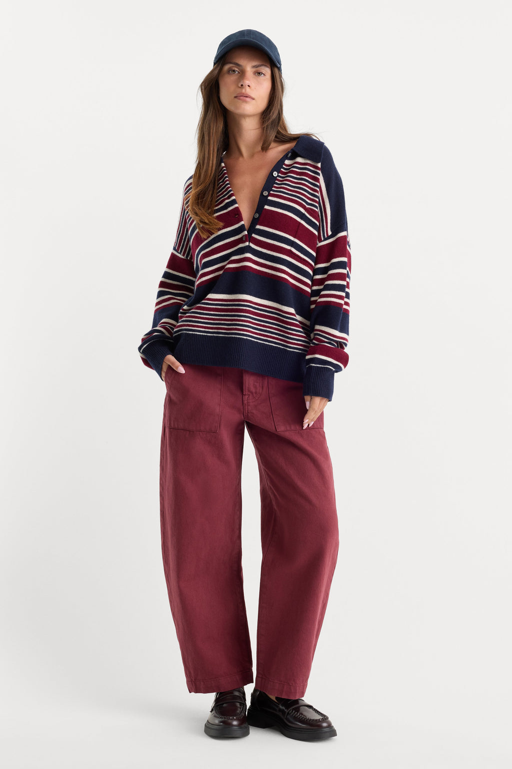 VINTAGE BARREL ANKLE JEANS BERRY NOIR