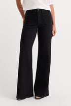 PATCH POCKET GOOD WAIST PALAZZO JEANS BLACK001