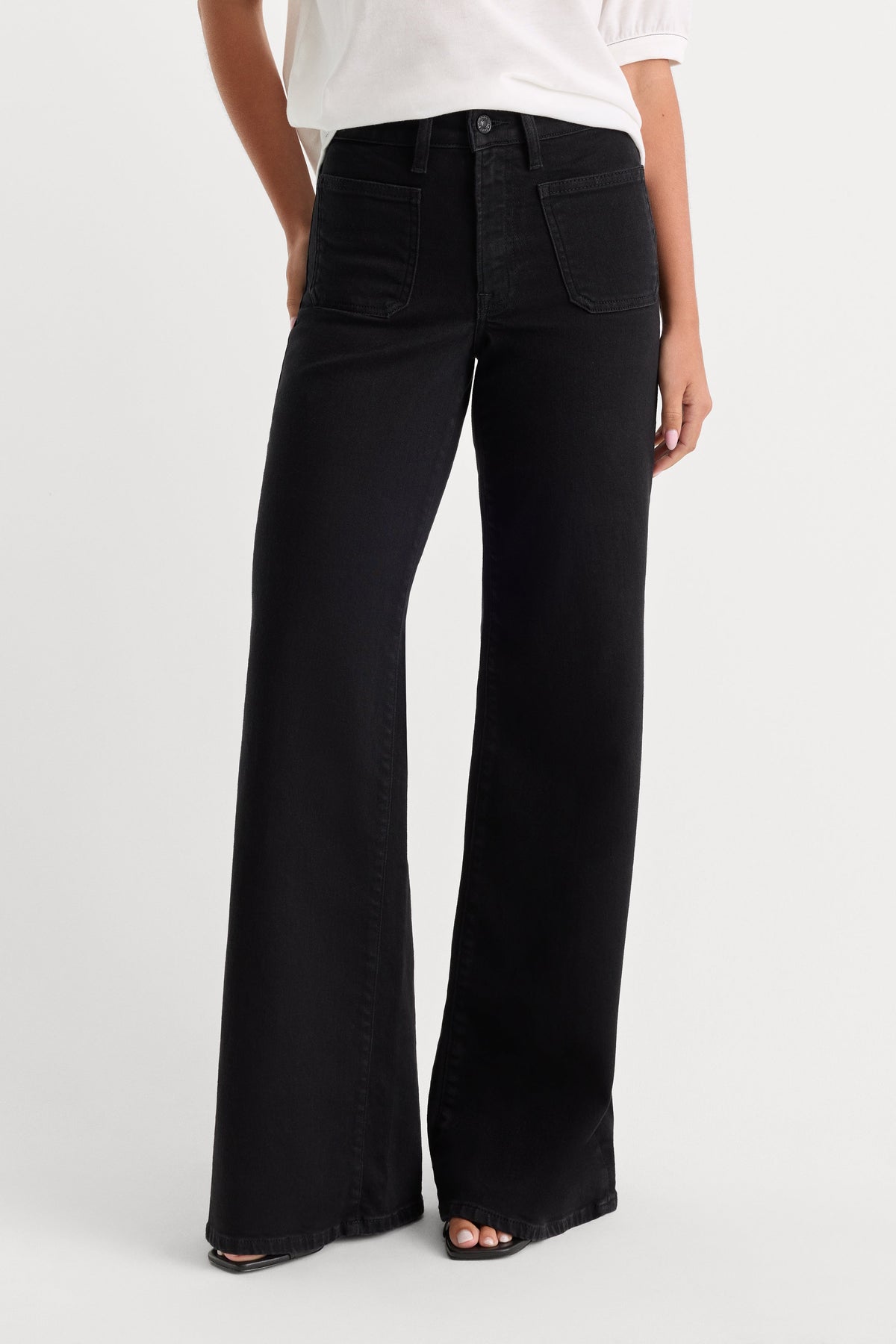 PATCH POCKET GOOD WAIST PALAZZO JEANS BLACK001