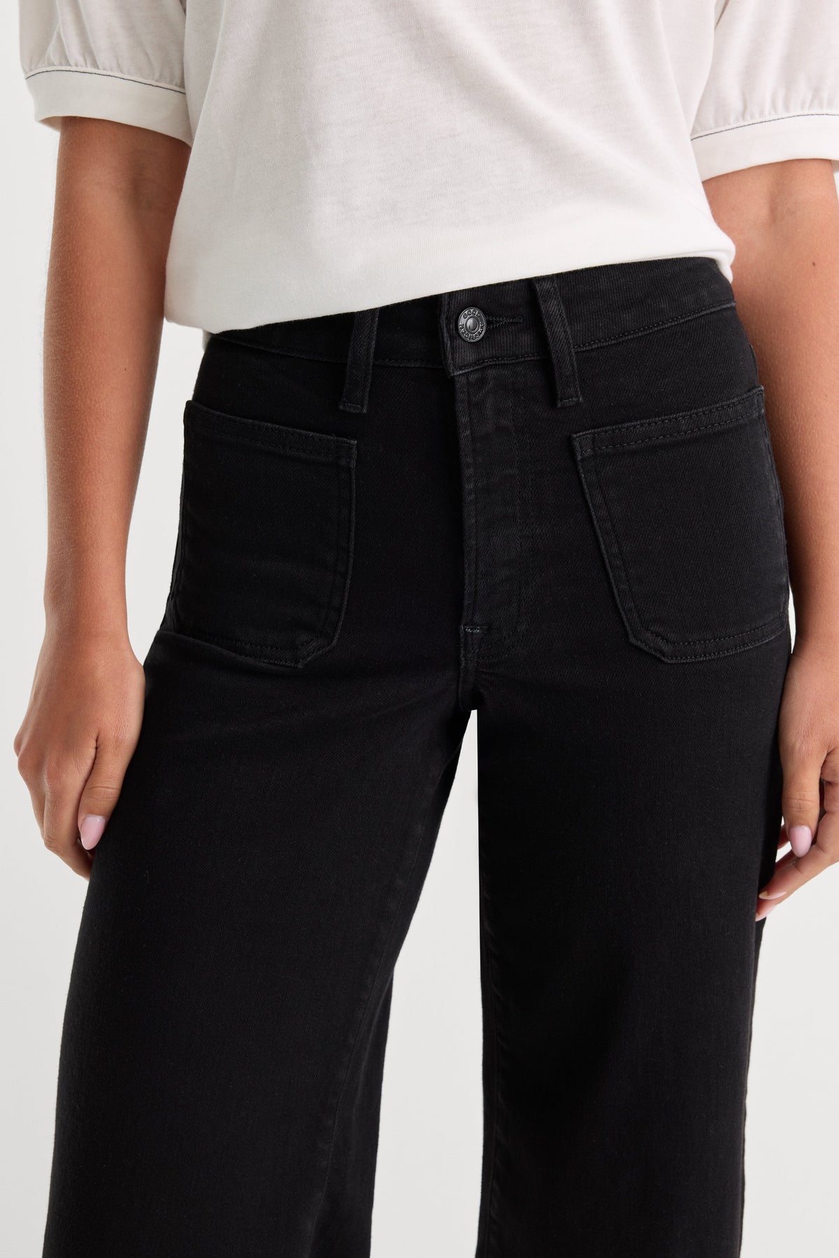 PATCH POCKET GOOD WAIST PALAZZO JEANS BLACK001