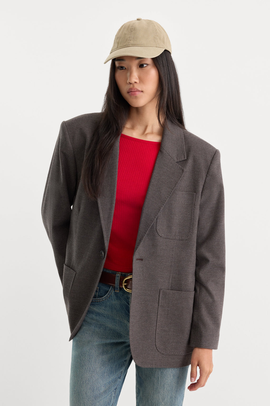 THE OVERSIZED BLAZER CHARCOAL MINI HOUNDSTOOTH