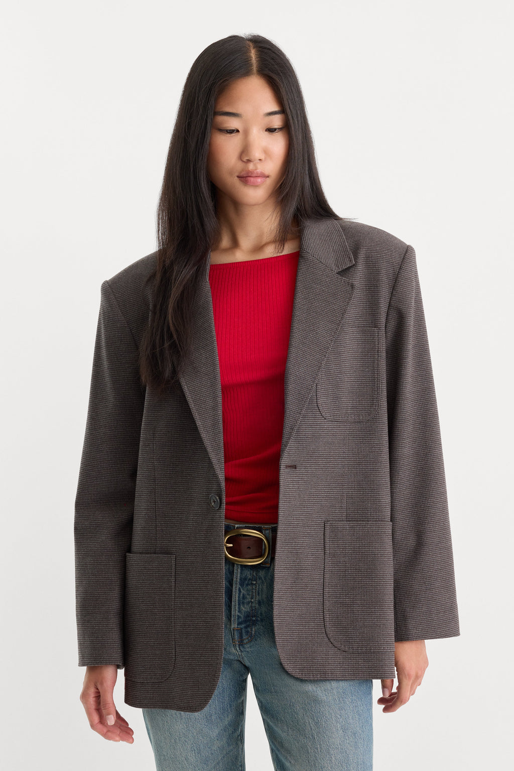 THE OVERSIZED BLAZER CHARCOAL MINI HOUNDSTOOTH