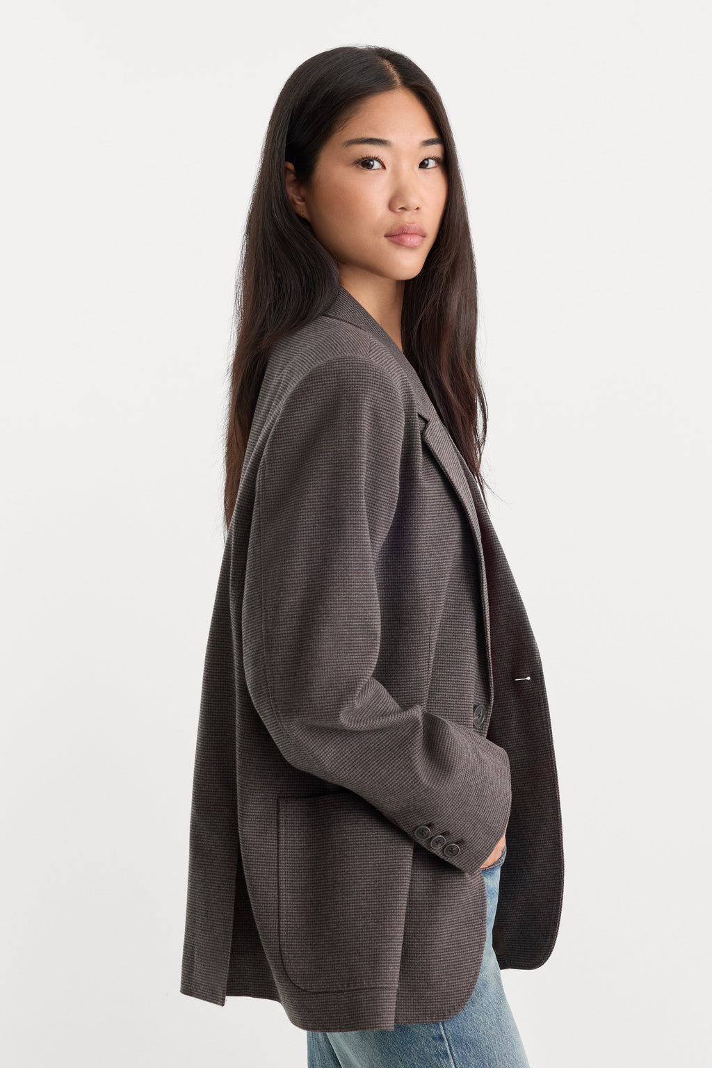 THE OVERSIZED BLAZER CHARCOAL MINI HOUNDSTOOTH