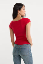 THE VARIEGATED RIB TOP CRIMSON ROSE