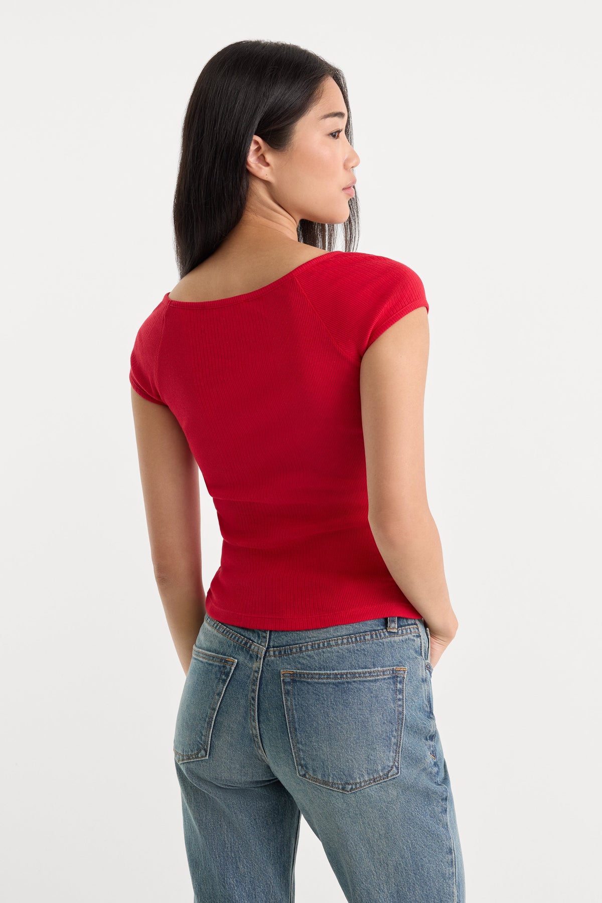 THE VARIEGATED RIB TOP CRIMSON ROSE